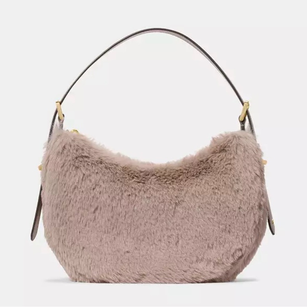 Kate Spade Nova Faux Fur Hobo Bag in Beige
